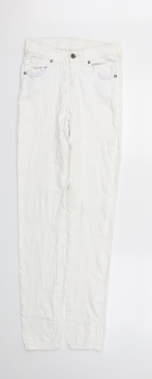 Womens UK Size S Preworn Regular Fit Skinny White Jeans
