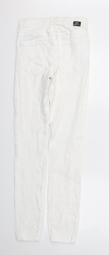 Womens UK Size S Preworn Regular Fit Skinny White Jeans