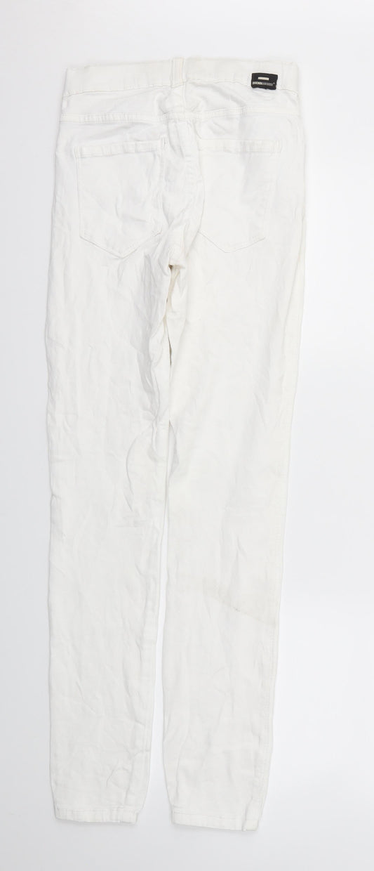 Womens UK Size S Preworn Regular Fit Skinny White Jeans