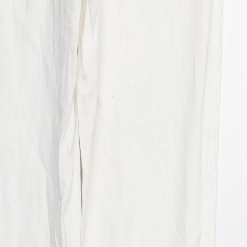 Womens UK Size S Preworn Regular Fit Skinny White Jeans