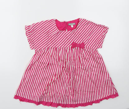 Vertbaudet Girls Pink Striped  Fit & Flare  Size 5-6 Years