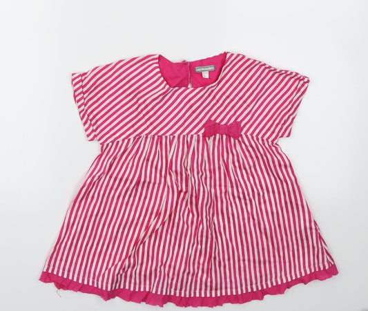 Vertbaudet Girls Pink Striped  Fit & Flare  Size 5-6 Years