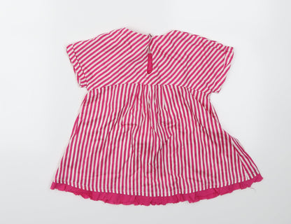 Vertbaudet Girls Pink Striped  Fit & Flare  Size 5-6 Years