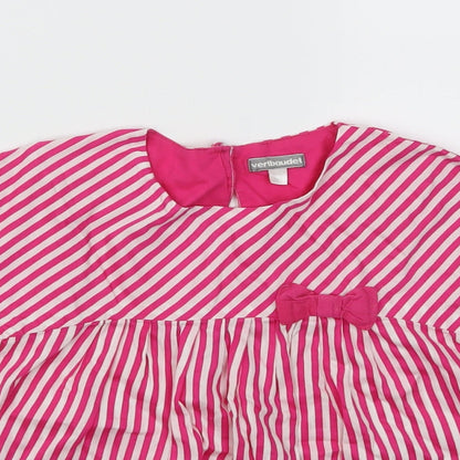 Vertbaudet Girls Pink Striped  Fit & Flare  Size 5-6 Years