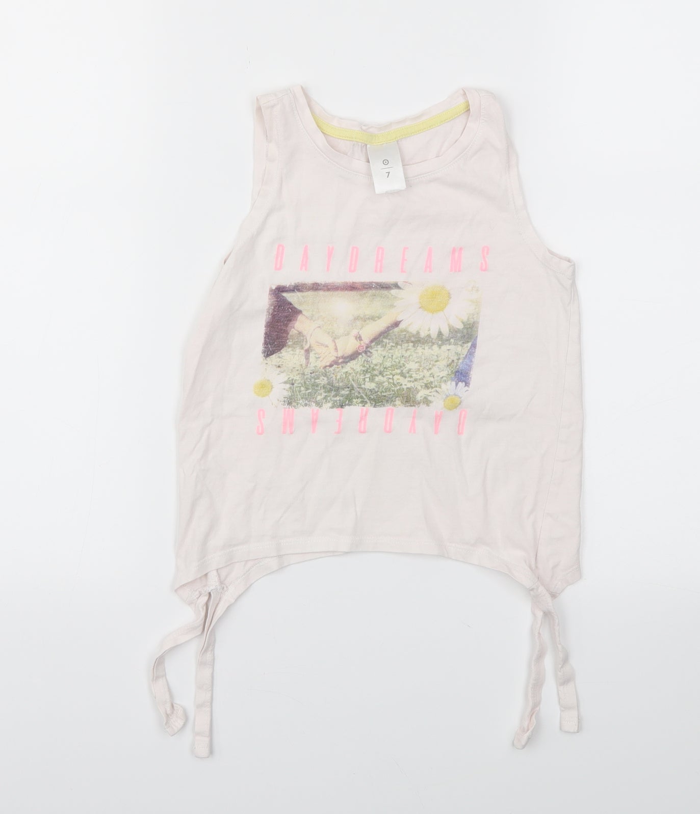 Preworn Girls Pink Animal Print  Basic T-Shirt Size 7 Years