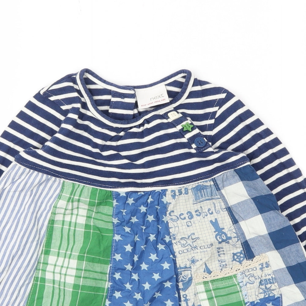 Next  Girls Blue Argyle/Diamond  Fit & Flare  Size 9-12 Months