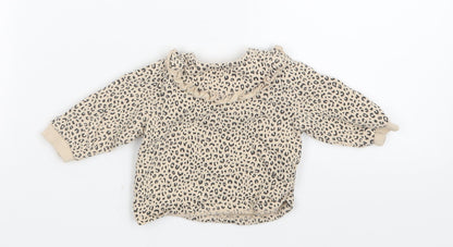 TU Girls Beige Animal Print  Basic T-Shirt Size Newborn