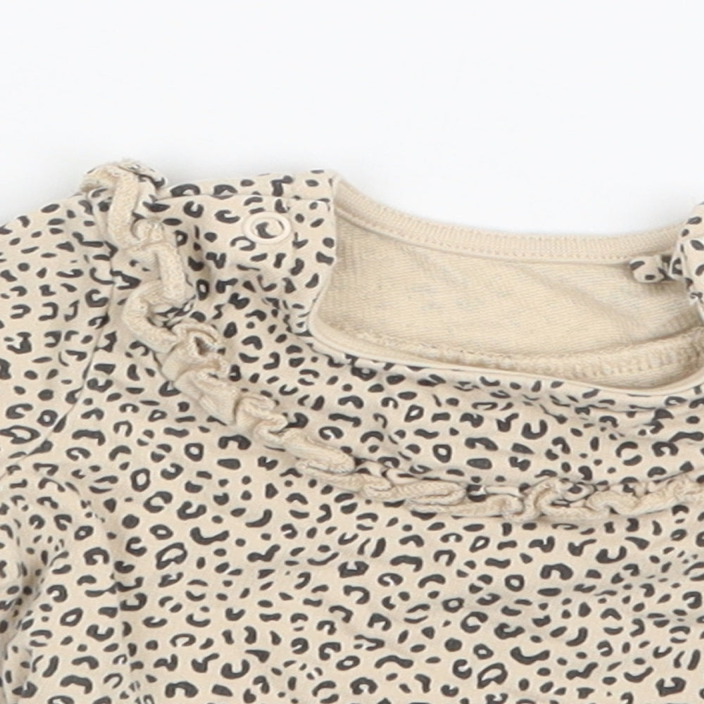 TU Girls Beige Animal Print  Basic T-Shirt Size Newborn