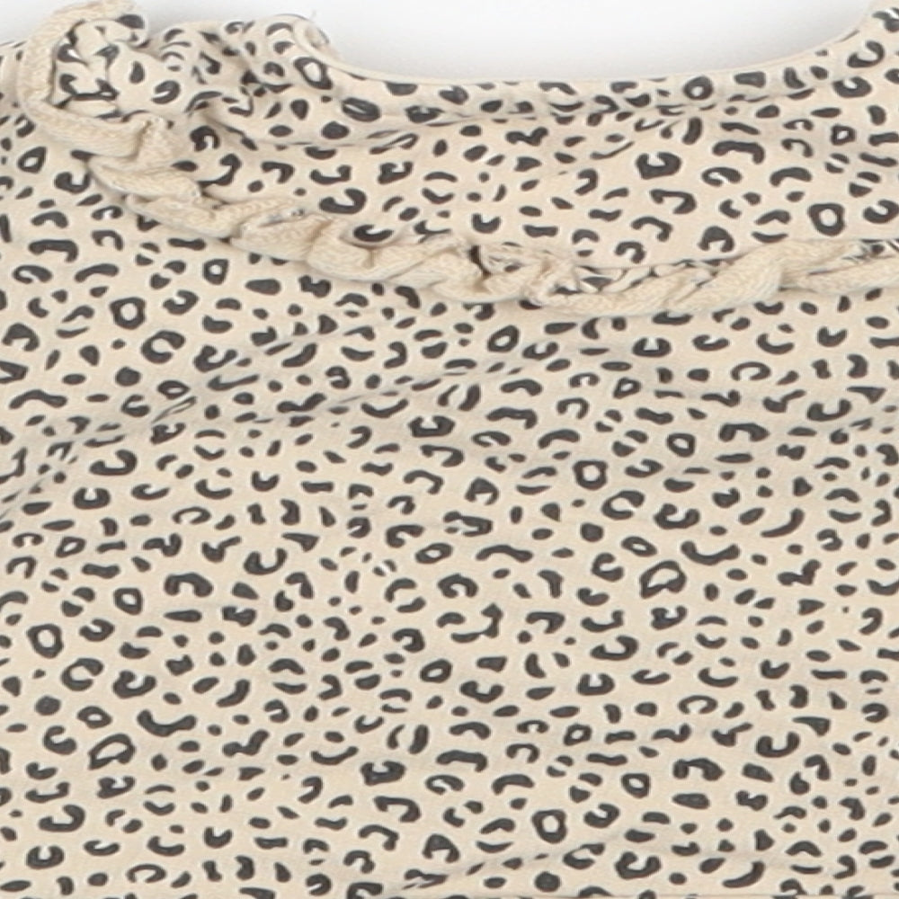 TU Girls Beige Animal Print  Basic T-Shirt Size Newborn