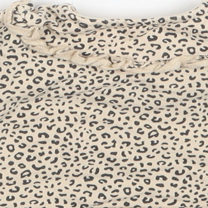 TU Girls Beige Animal Print  Basic T-Shirt Size Newborn