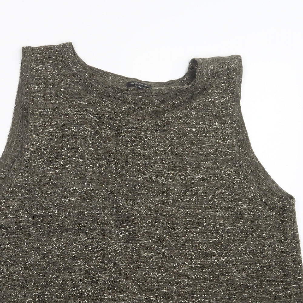 Womens UK Size 12 River Island Green Basic Tank