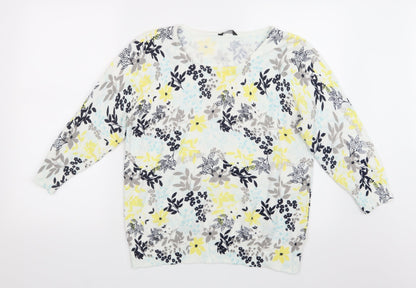 M&Co Womens White Geometric  Pullover Jumper Size 18