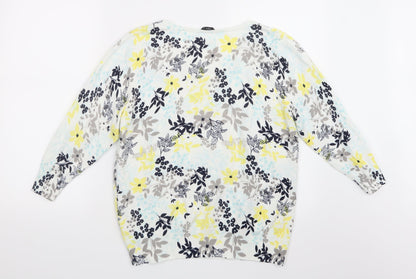 M&Co Womens White Geometric  Pullover Jumper Size 18