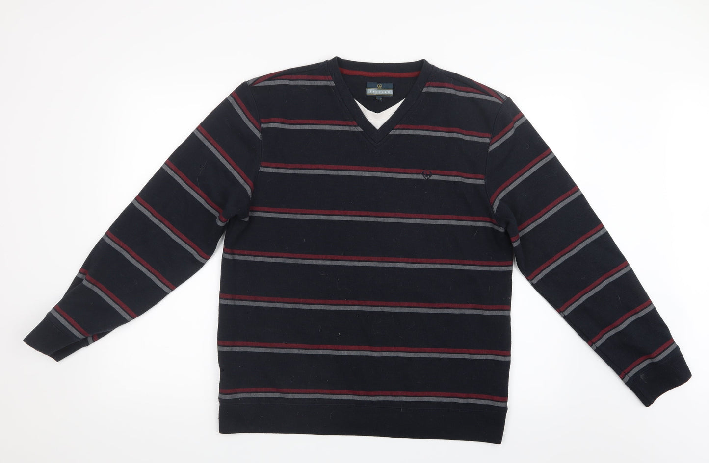 Lincoln Mens Red Striped Knit Pullover Jumper Size L