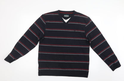 Lincoln Mens Red Striped Knit Pullover Jumper Size L