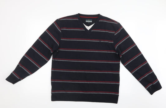 Lincoln Mens Red Striped Knit Pullover Jumper Size L