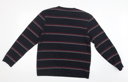 Lincoln Mens Red Striped Knit Pullover Jumper Size L