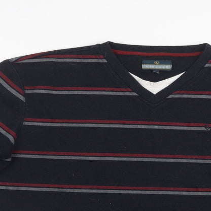 Lincoln Mens Red Striped Knit Pullover Jumper Size L