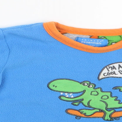 Primark Boys Blue Geometric   Pyjama Top Size 2-3 Years  - DInosaur