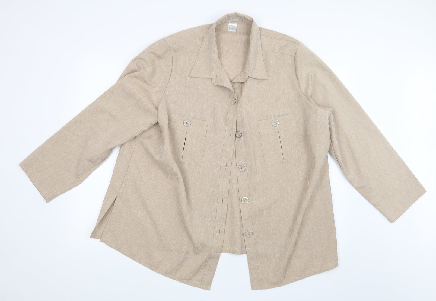 Womens UK Size 24 Daxon Beige Basic Button-Up