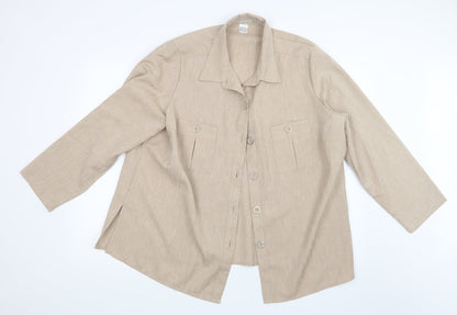 Womens UK Size 24 Daxon Beige Basic Button-Up