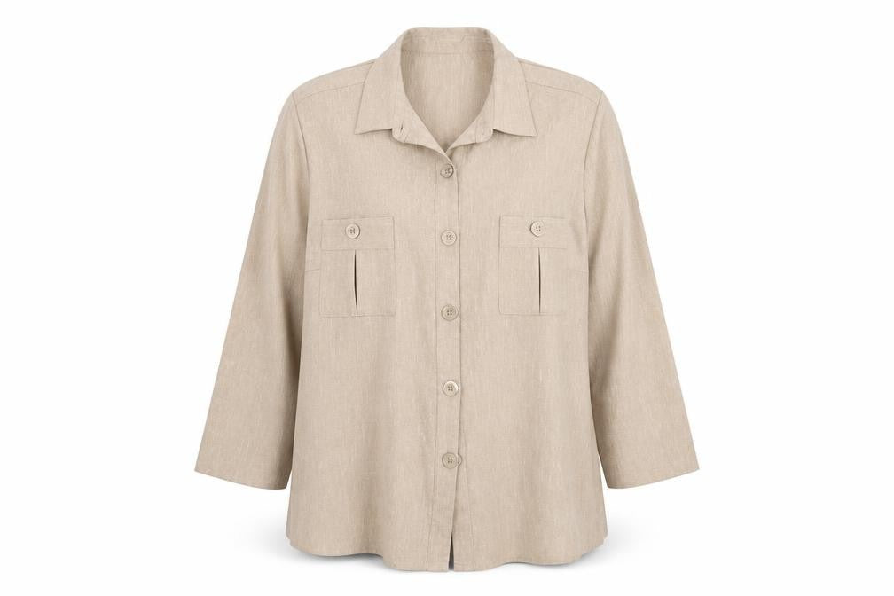 Womens UK Size 24 Daxon Beige Basic Button-Up