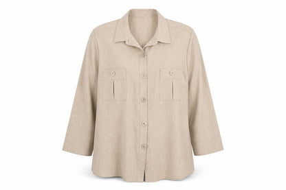 Womens UK Size 24 Daxon Beige Basic Button-Up