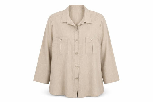 Womens UK Size 24 Daxon Beige Basic Button-Up