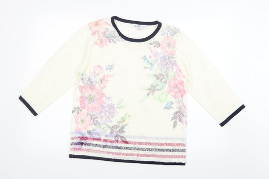 Mudflower Womens White  Knit Pullover Jumper Size S