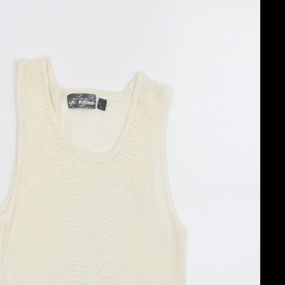La Reine Womens Ivory  Knit Basic Tank Size M