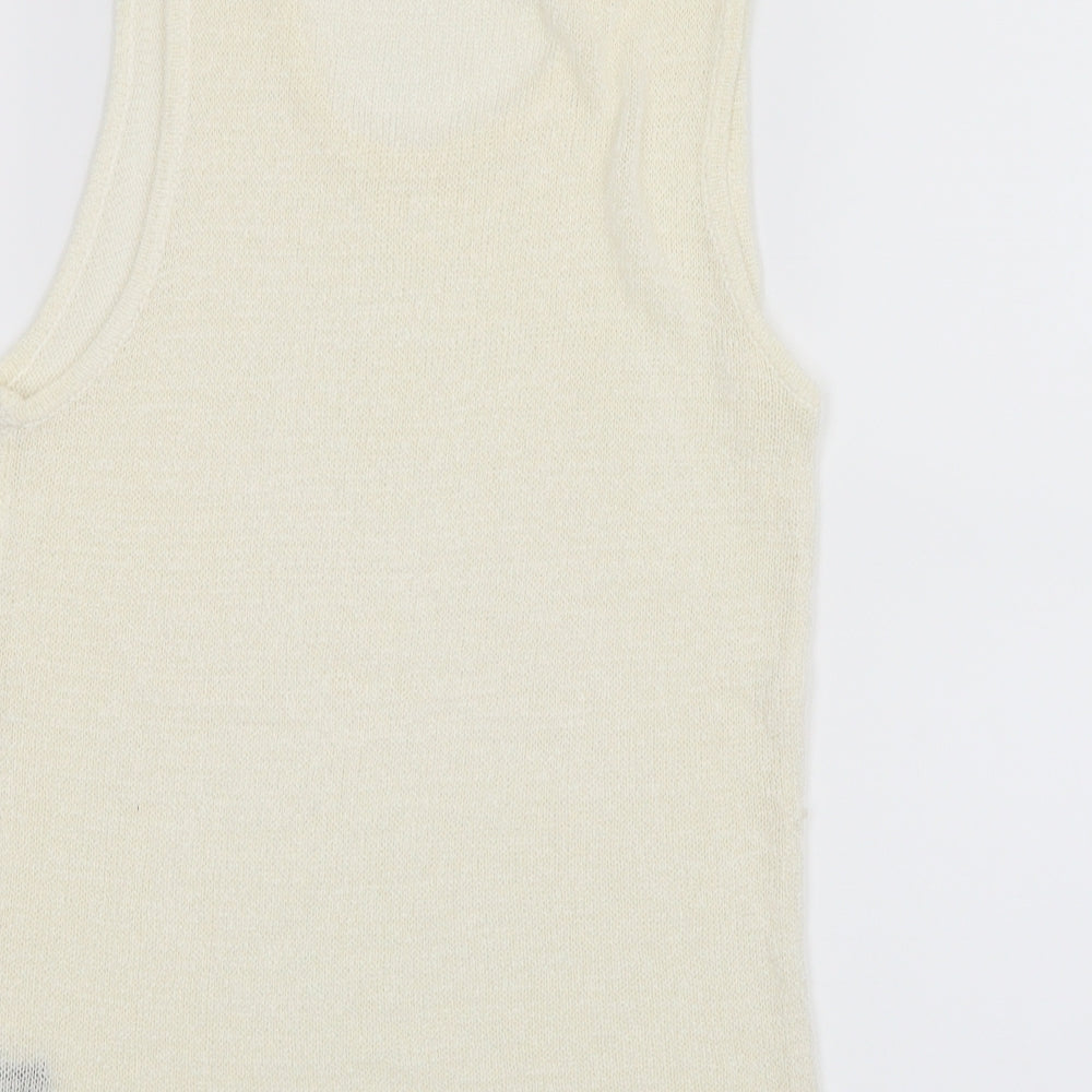 La Reine Womens Ivory  Knit Basic Tank Size M