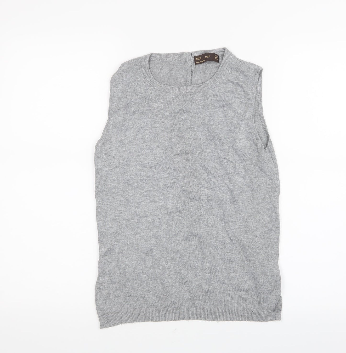 Womens UK Size M Zara Grey Basic T-Shirt