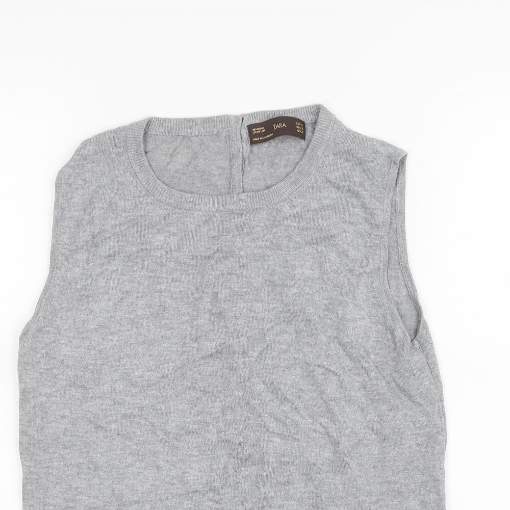 Womens UK Size M Zara Grey Basic T-Shirt