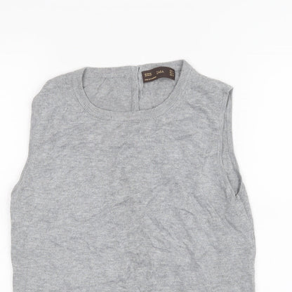 Womens UK Size M Zara Grey Basic T-Shirt