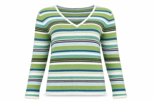 Alex & Co. Womens Green Striped  Pullover Jumper Size 10