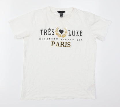 Womens UK Size 10 New Look White Basic T-Shirt
