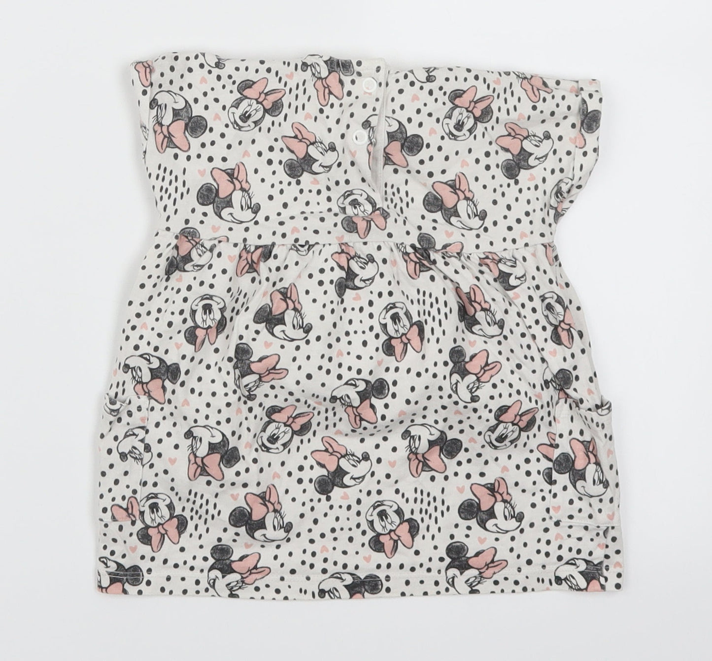 George Girls White Polka Dot  Skater Dress  Size 3-6 Months  - Minnie Mouse