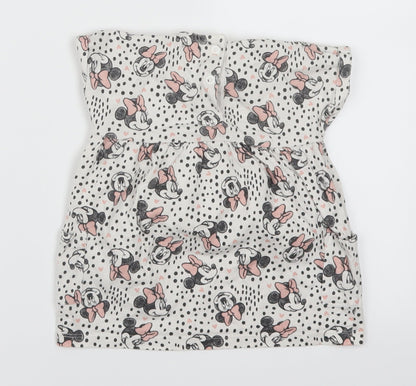 George Girls White Polka Dot  Skater Dress  Size 3-6 Months  - Minnie Mouse