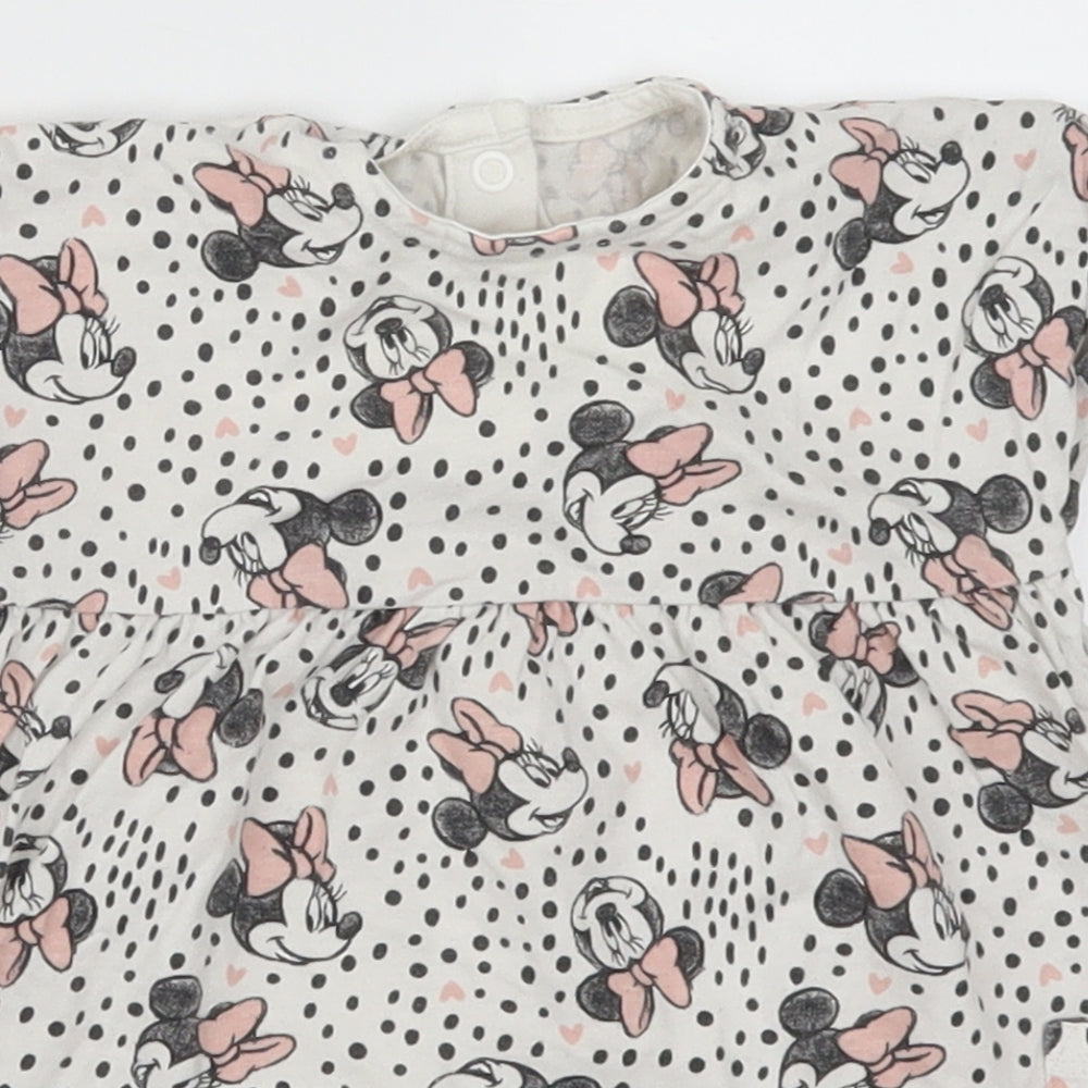 George Girls White Polka Dot  Skater Dress  Size 3-6 Months  - Minnie Mouse