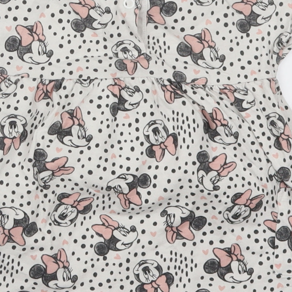 George Girls White Polka Dot  Skater Dress  Size 3-6 Months  - Minnie Mouse