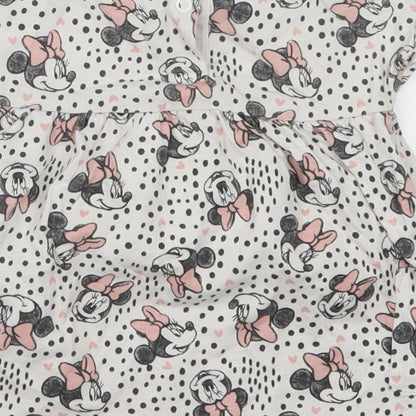 George Girls White Polka Dot  Skater Dress  Size 3-6 Months  - Minnie Mouse