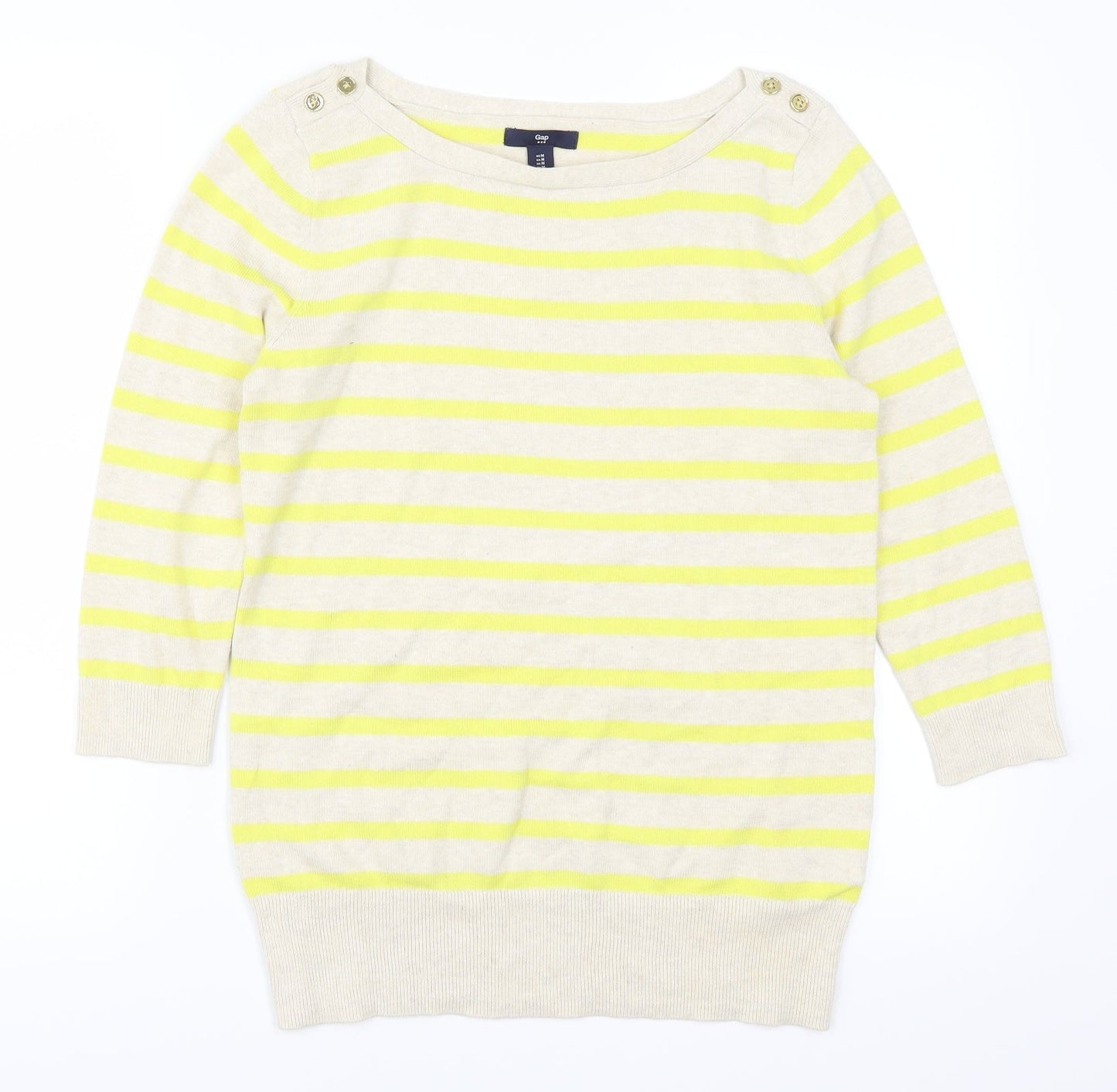 Gap Womens Yellow Striped  Pullover Jumper Size M