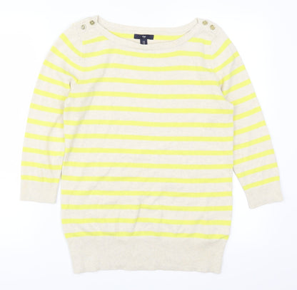 Gap Womens Yellow Striped  Pullover Jumper Size M