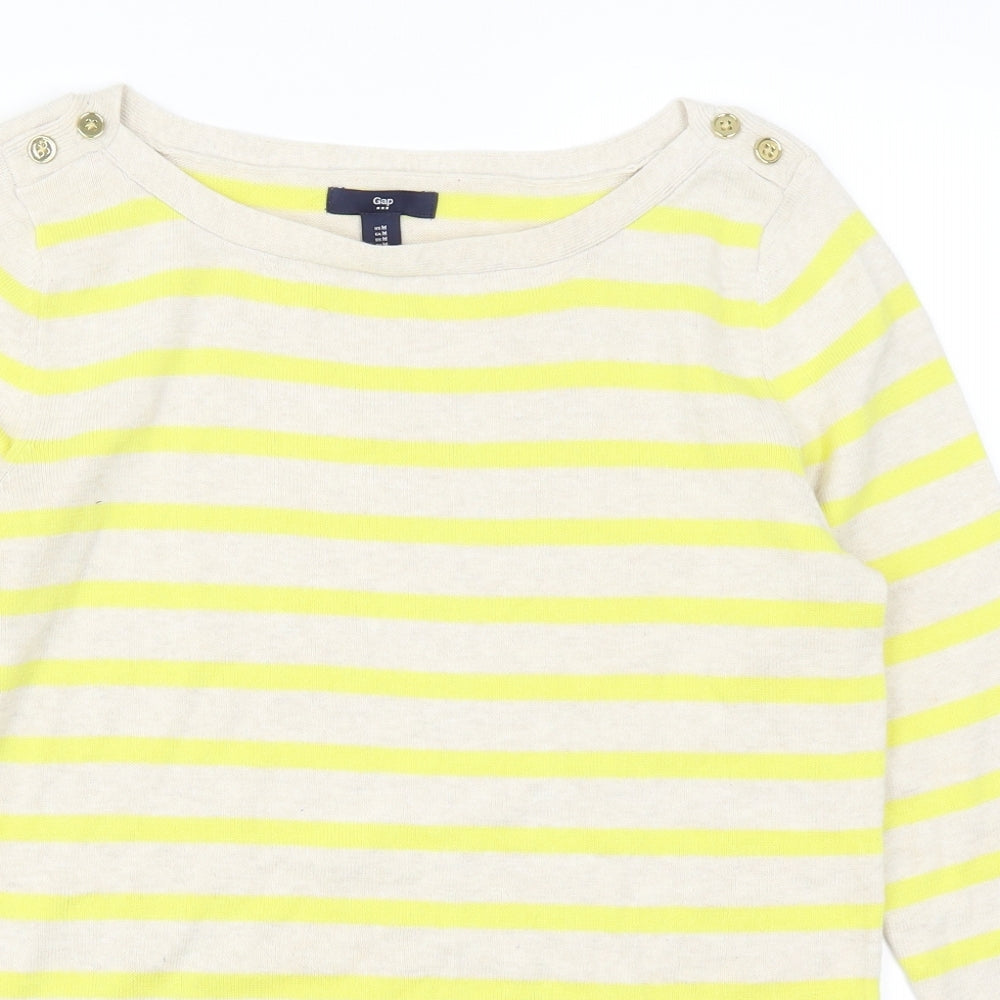 Gap Womens Yellow Striped  Pullover Jumper Size M