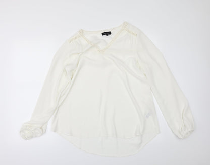 Womens UK Size 10 New Look Ivory Basic Blouse