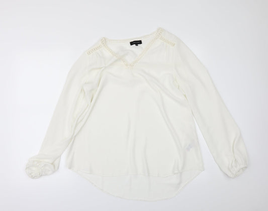 Womens UK Size 10 New Look Ivory Basic Blouse