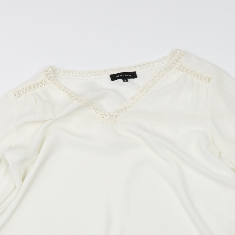 Womens UK Size 10 New Look Ivory Basic Blouse