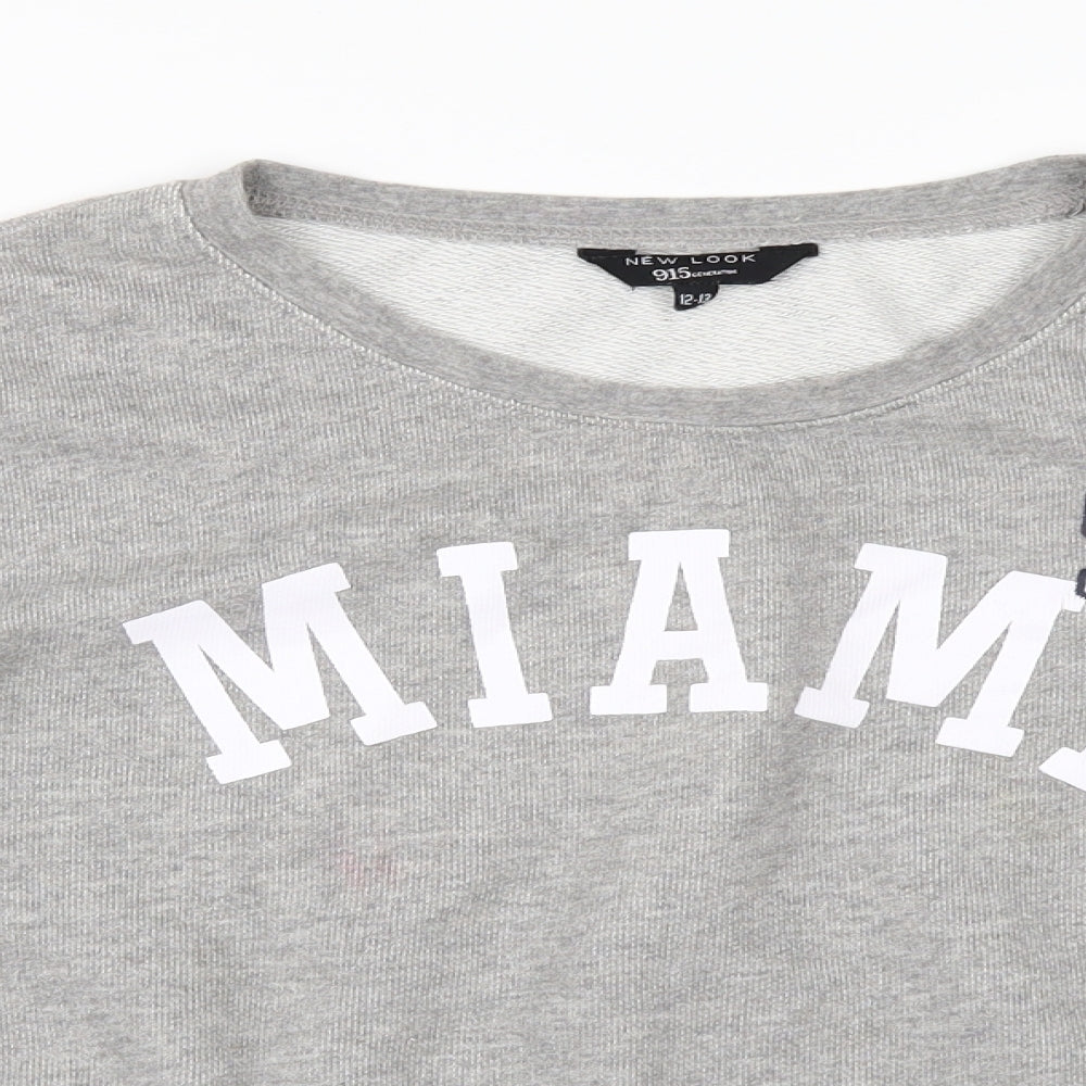 New Look Girls Grey   Pullover Sweatshirt Size 12-13 Years  - Miami 96
