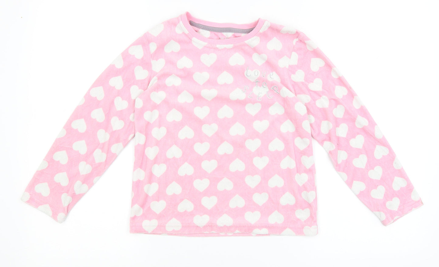 Primark Girls Pink Solid  Top Pyjama Top Size 7-8 Years  - hearts