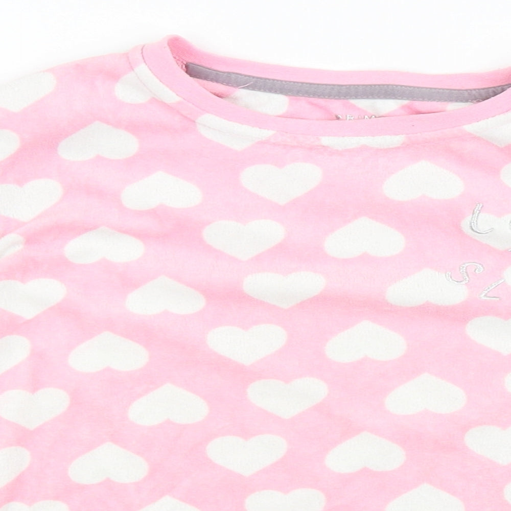 Primark Girls Pink Solid  Top Pyjama Top Size 7-8 Years  - hearts